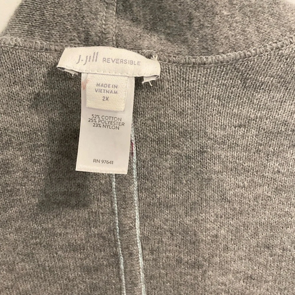 J. Jill Light Teal and Grey Reversible Cardigan - Picture 5 of 5